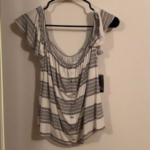NWT Torrid Black Striped Off Shoulder Crop Top Sz1